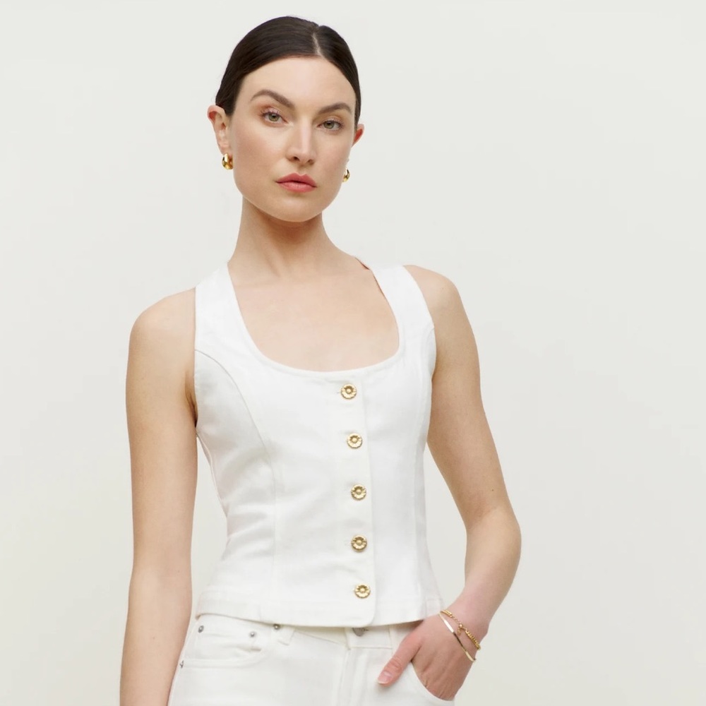 Reformation Tai Denim Top Vintage White